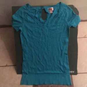 Mossimo teal knit top w/ keyhole button closure